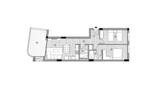 Penthouse floor plan, 2 bedrooms in ALEGRIA 25 No. 9