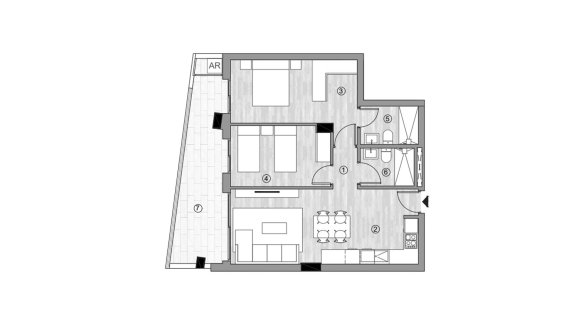 Apartment floor plan, 2 bedrooms in ALEGRIA 25 No. 4 (2D)