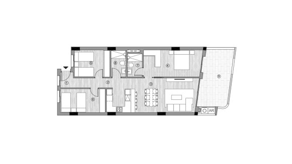 Apartment floor plan, 3 bedrooms in ALEGRIA 25 No. 8 (2D)