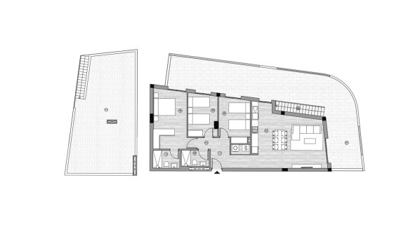 Penthouse floor plan, 3 bedrooms in ALEGRIA 25 No. 10 (2D)